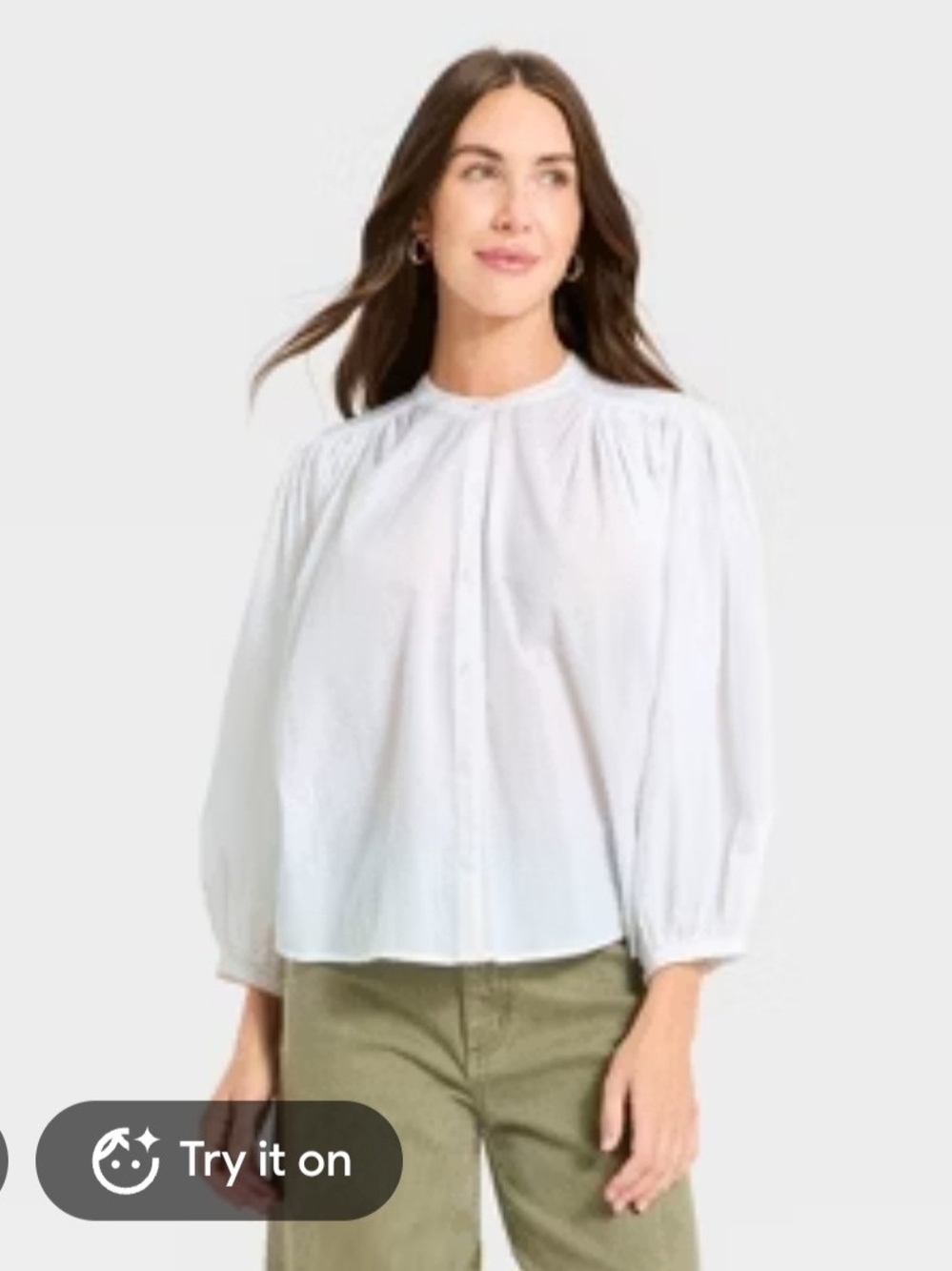 Universal Thread White Button-Front Peasant Blouse